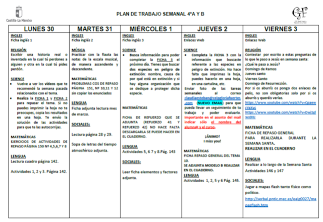  PULSA PARA DESCARGAR LAS TAREAS DE 4º