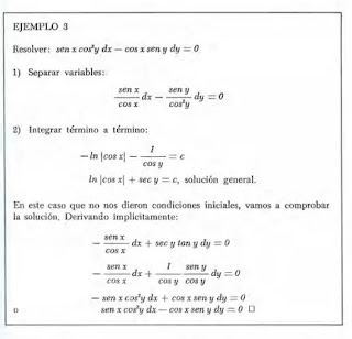 Ejemplo ecuaciones de variables separables
