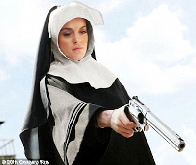 lindsay lohan machete scene. Nun with a gun: Lindsay