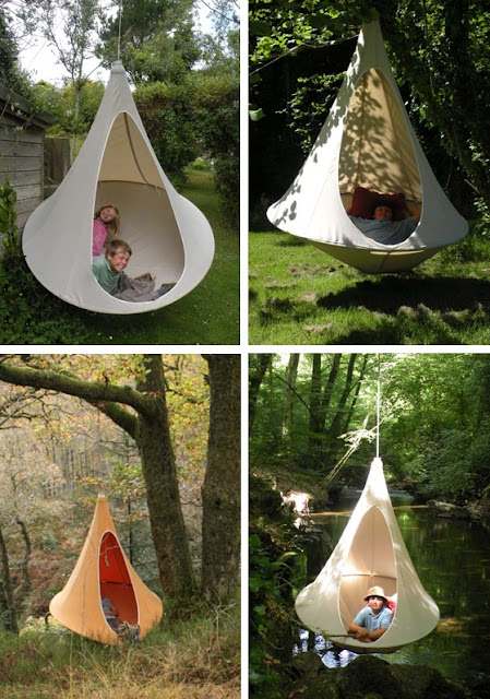 Here's an idea for a hanging chillout space. These alternative hanging 