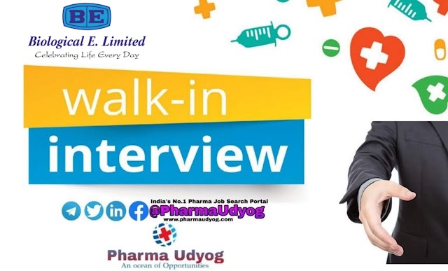 Biological E | Walk-in interview for Production - Injectables | 31 August 2019 | Hyderabad