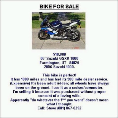 Best bike for sale advertisement I've seen yet!