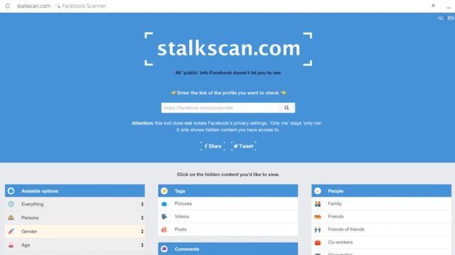 Stalkscan أداة مخيفة تظهر جميع بياناتك على الفيسبوك بنقرة واحدة