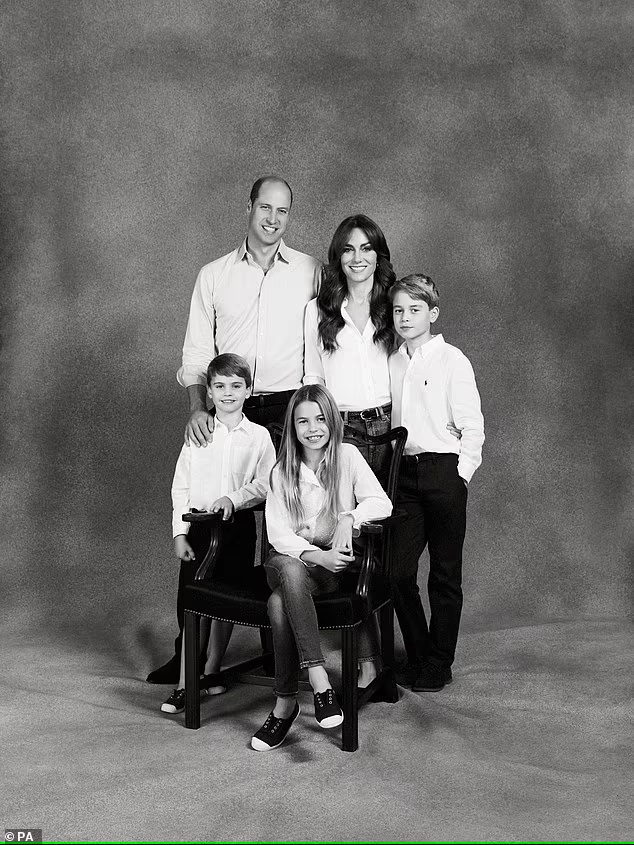 The Prince and Princess of Wales have chosen a relaxed image on their annual family Christmas card