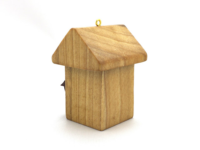 Handmade Wood Miniature Birdhouse Christmas Tree OrnamentHandmade Wood Miniature Birdhouse Christmas Tree Ornament