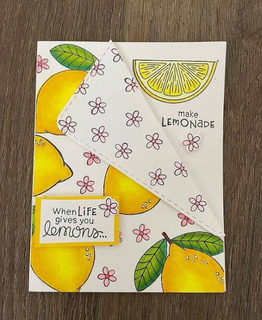 When live gives you lemons by Avra features Lemon Twist by Newton's Nook; #inkypaws, #newtonsnook, #lemoncards, #cardmaking