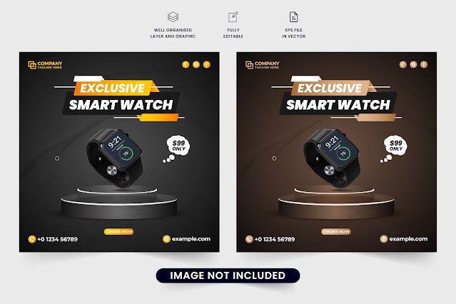 Digital watch business promotion vector free download
