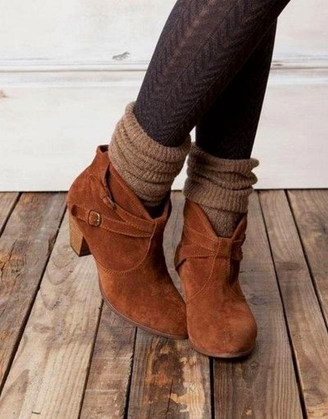 Ankle Boots With Leg Warmers And Pattered Leggings