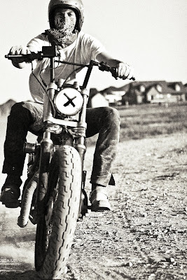 Black and White Photograph of a Motorcycle