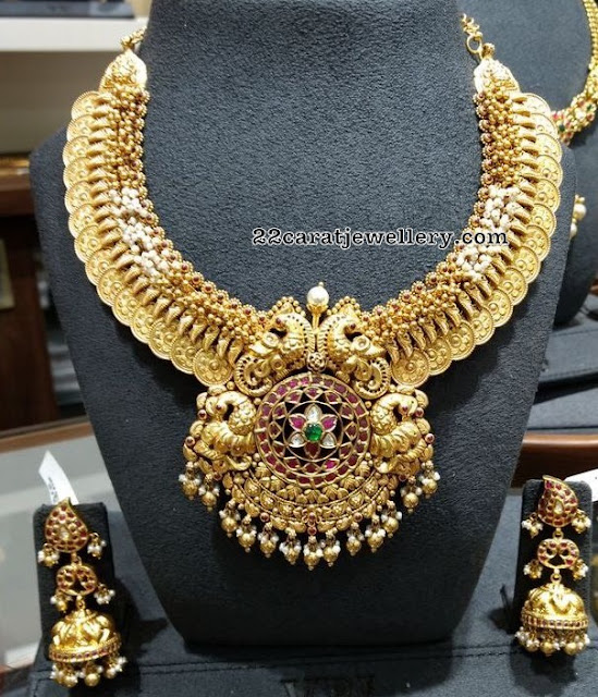 Kasu Necklace with Mango Jhumkas