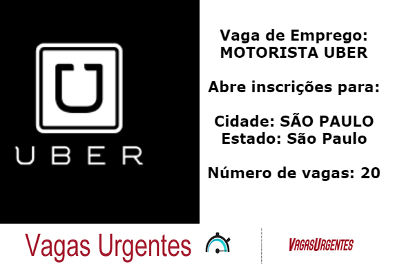 motorista uber são paulo vagas urgentes