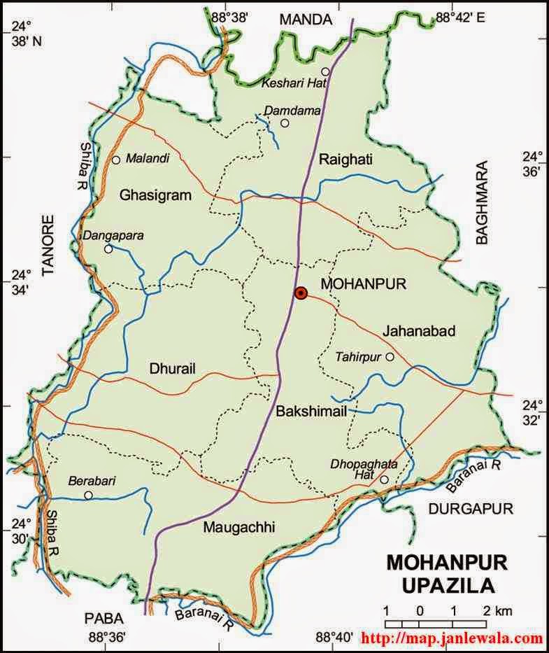 mohanpur upazila map of bangladesh