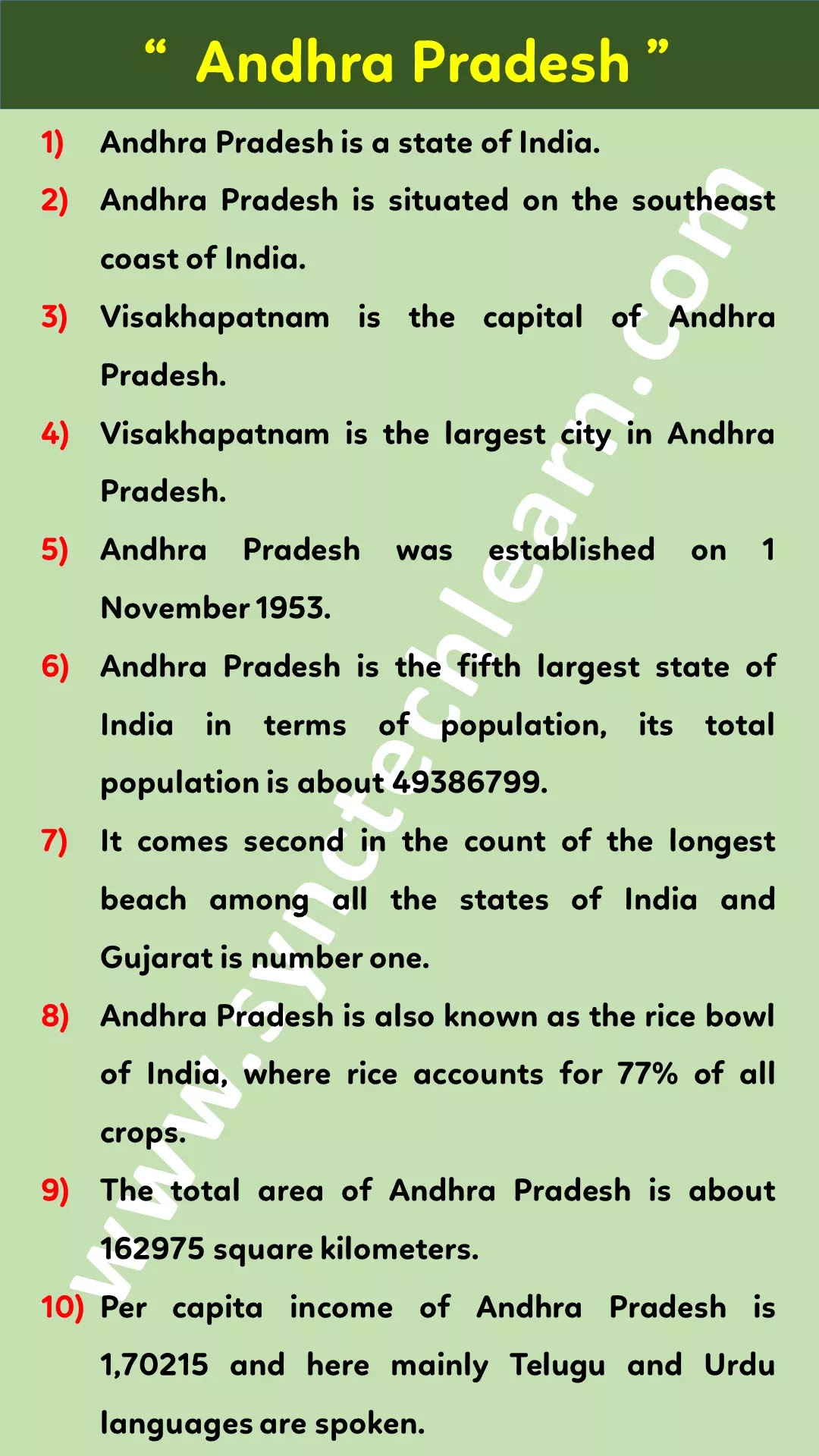 10 lines on Andhra Pradesh in English