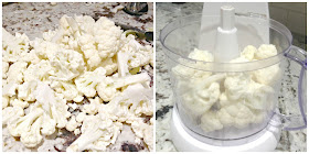 snow white chopped cauliflower and food processor