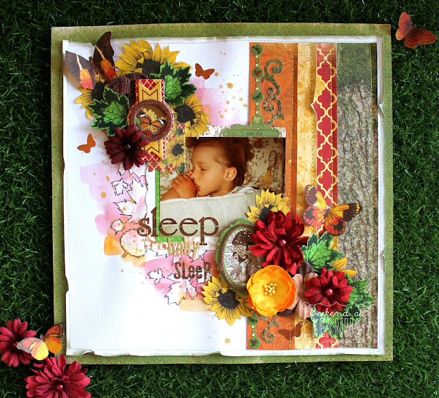 " Sleep baby Sleep" layout by Bernii Miller for BoBunny using the Enchanted Harvest collection.