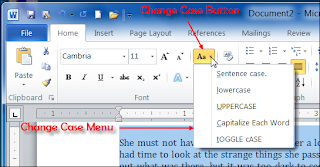 Change Case button on Home Tab of MS Word