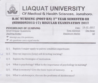 PSYCHOLOGY OF LEARNING, POST RN BSN, BSN nursing, BSN, RN to BSN, POST RN BSN, Generic BSN, LUMHS nursing, Post RN BS Nursing, BScN, BSN Past Papers, BSN Nursing notes, nursing, Registered nurse, nurse