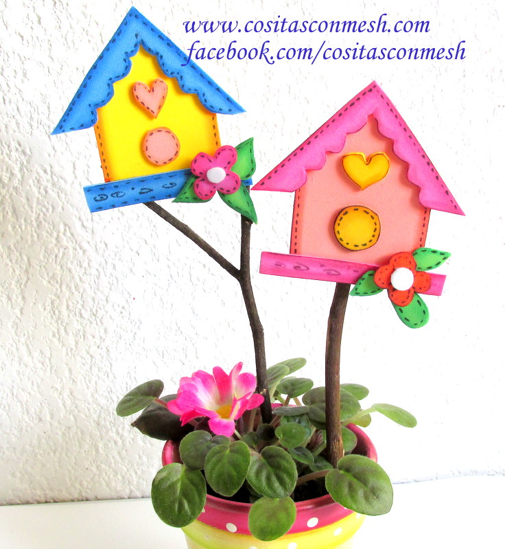 Casitas En Foami Para Macetas Manualidades Faciles Cositasconmesh