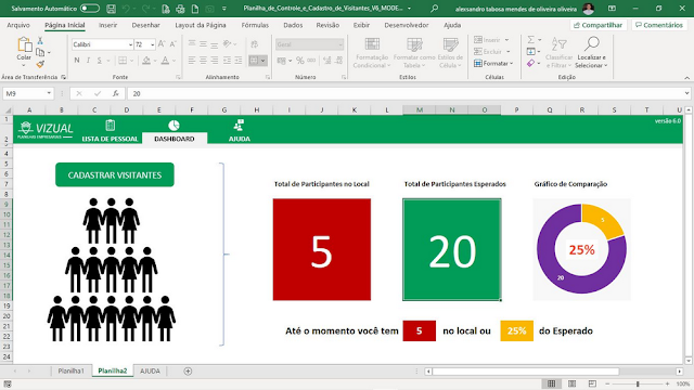 Planilha de Cadastro e Controle de Visitantes em Excel