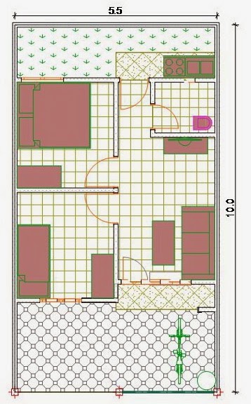 Rumahku-1: desain rumah lebar 5,5 meter type 36