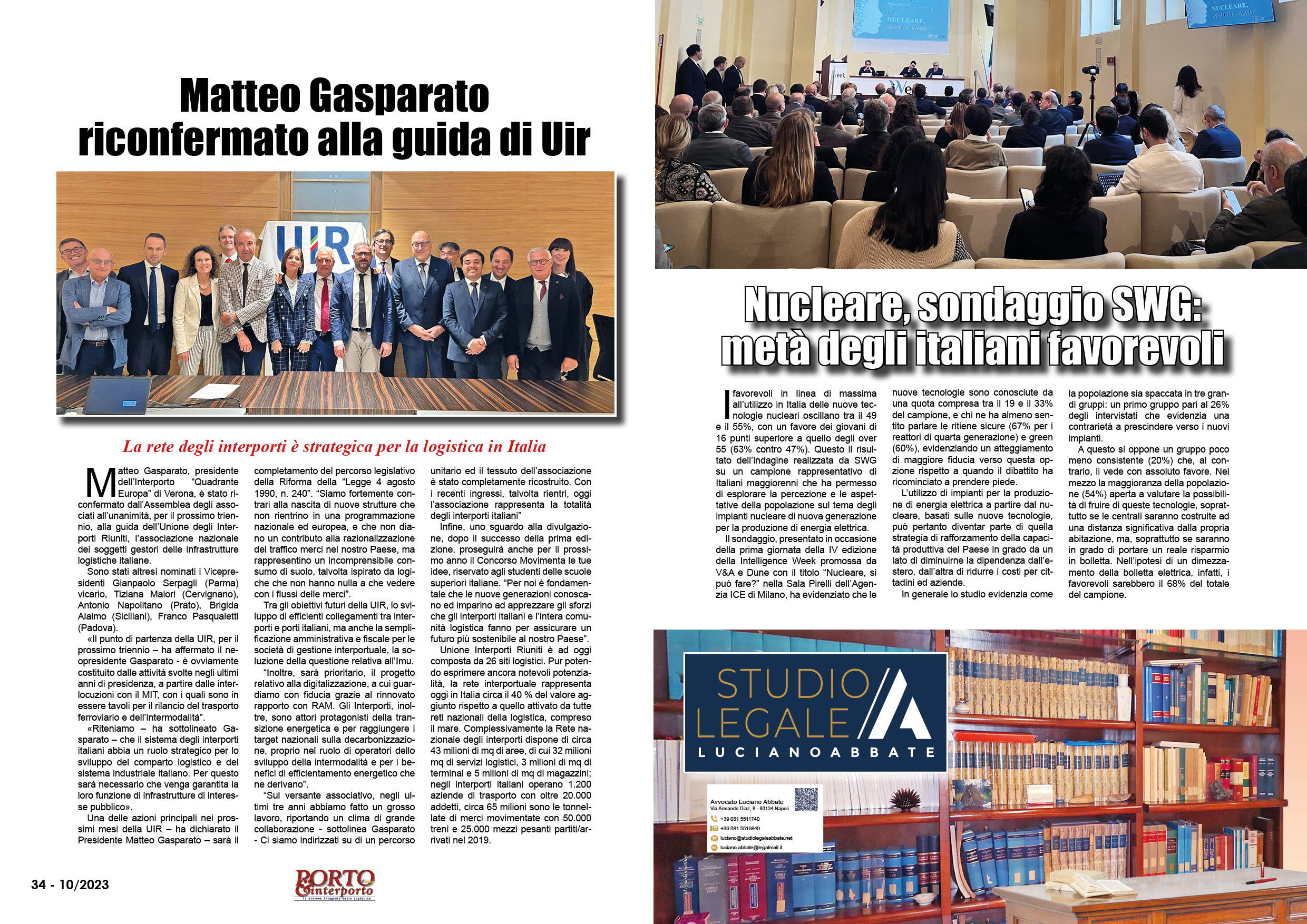 OTTOBRE 2023 PAG. 34 - Matteo Gasparato riconfermato alla guida di Uir