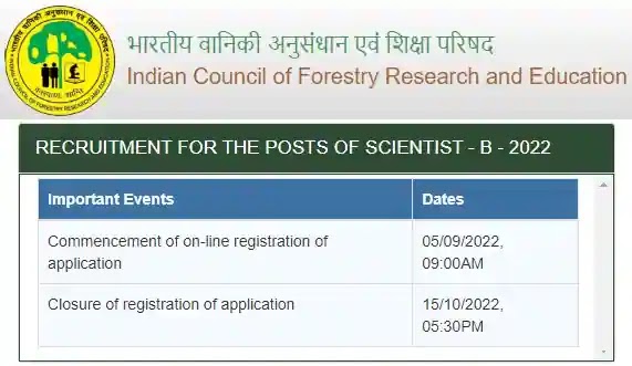 ICFRE Dehradun Scientist-B Vacancy Recruitment 2022