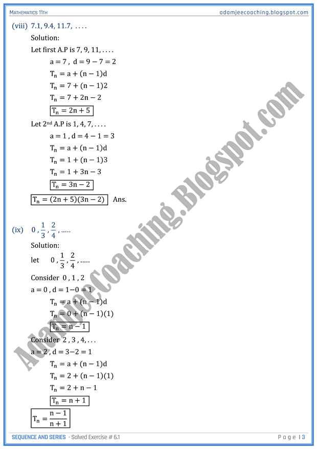 sequence-and-series-exercise-6-1-mathematics-11th