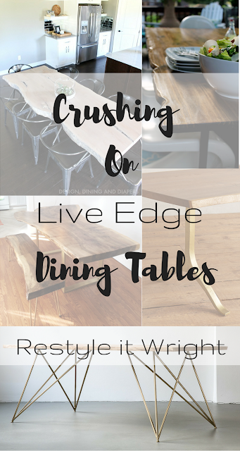 live edge dining tables inspiration and DIY with gold hairpin legs