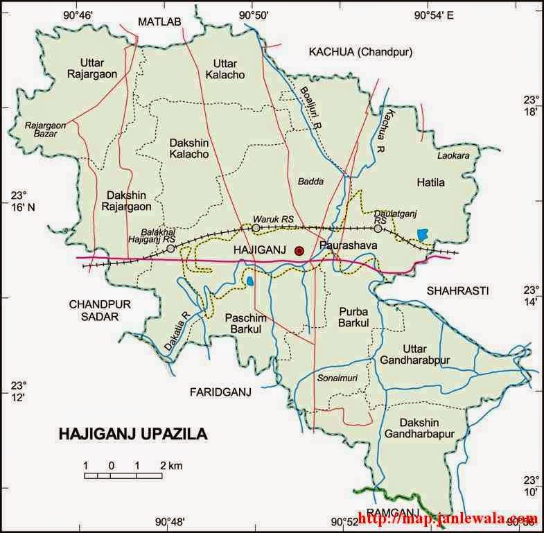 hajiganj upazila map of bangladesh