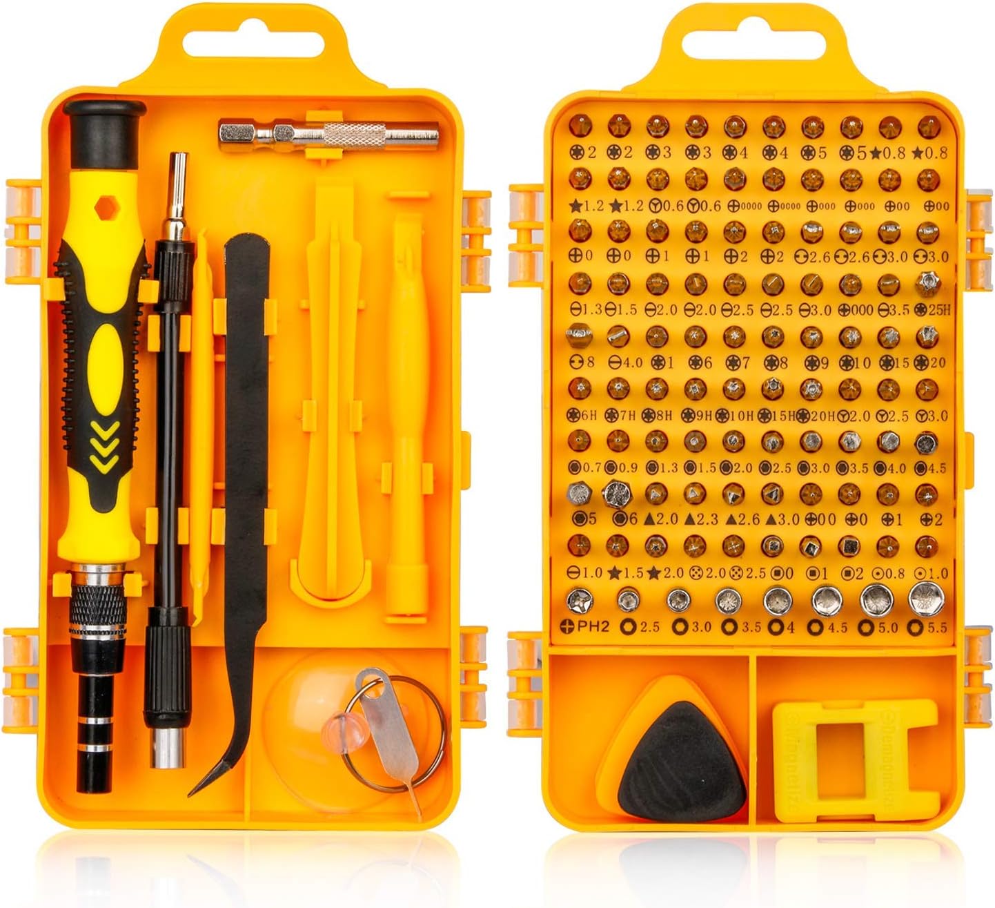 Precision Screwdriver Set, Fomatrade 115 in 1 Professional Screwdriver Set, Multi-function Magnetic Repair Computer Tool Kit Compatible with iPhone/Ipad/Android/Laptop/PC etc (Yellow) (Yellow)
