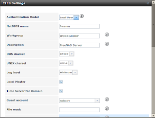 FreeNAS CIFS Settings