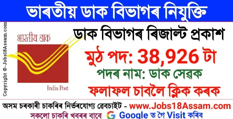 India Post Result 2022 Declared for 38926 Gramin Dak Sevak Merit List | Check Here