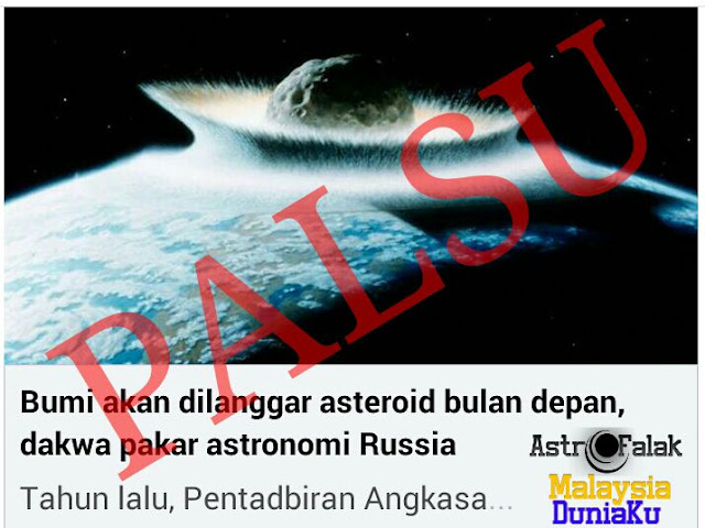 PALSU: Asteroid Langgar Bumi Pada 25 Feb 2017 - Malaysia 