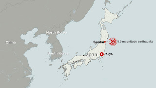 A map of the earthquake that hit Japan