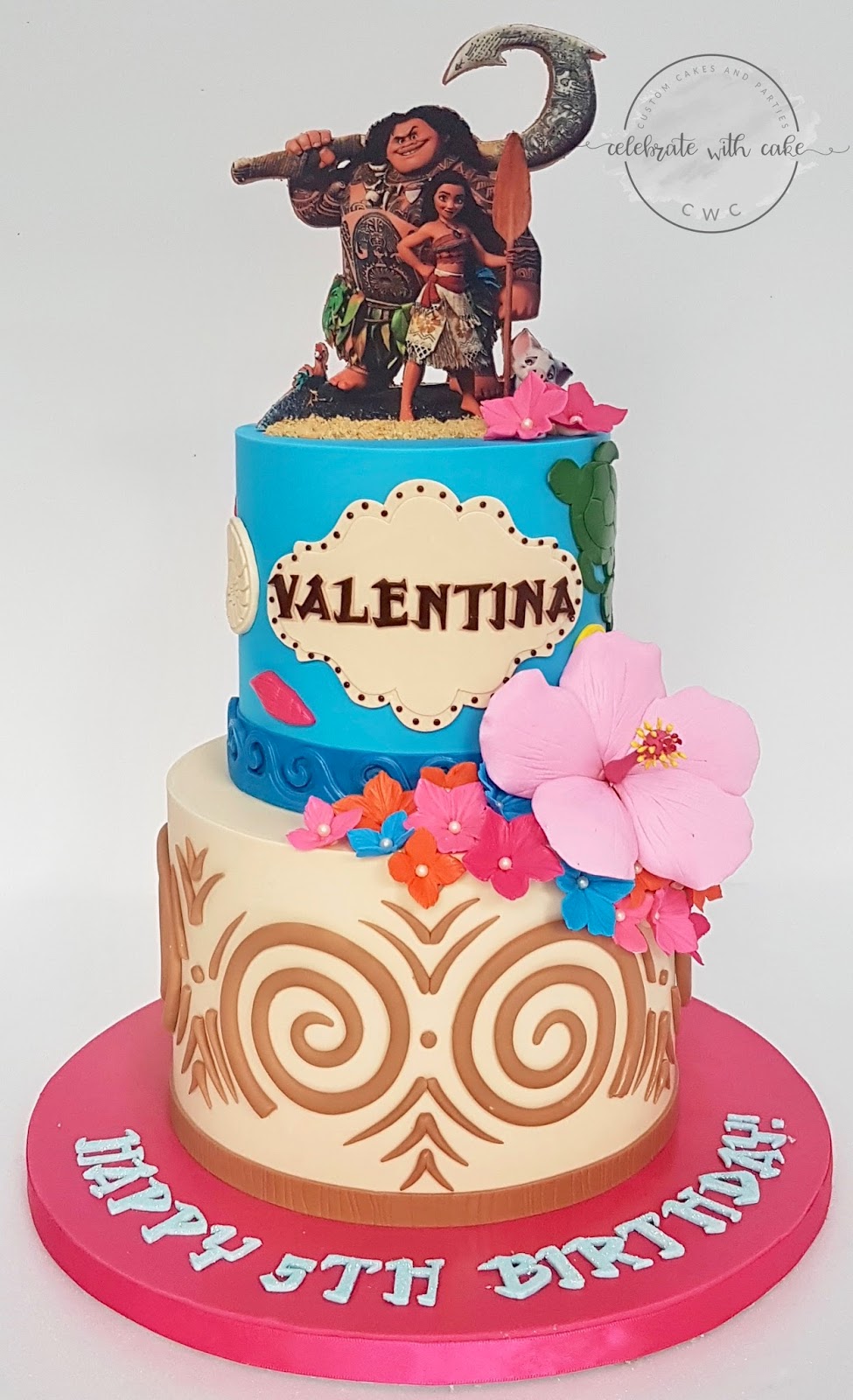 Celebrate With Cake Moana Themed 2 Tiers Cake - moana and roblox beach party birthday party ideas photo 5 of 11