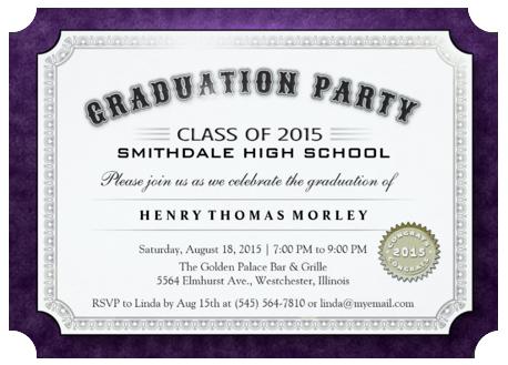 Purple Border Diploma Style Graduation Party Invitation