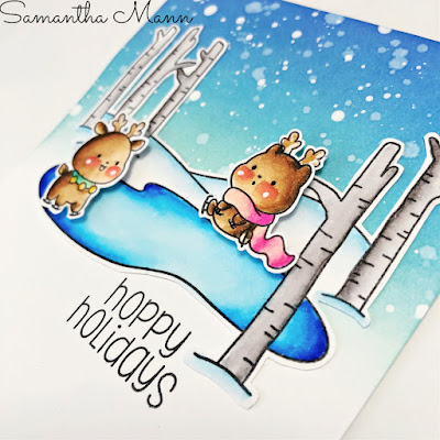 Reindeer Games Card by Samantha Mann for Get Cracking on Christmas Card Series with Jenn Shurkus, Christmas Card, Clearly Besotted, Distress Inks, Fussy Cutting, Card Making, Handamde Cards, #clearlybesotted #getcrackingonchristmas #cardmaking