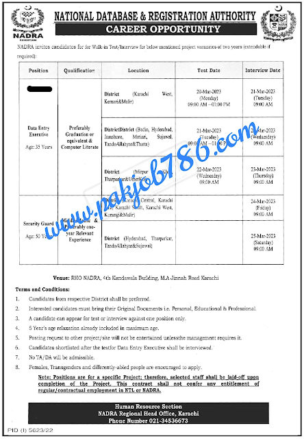 Latest NADRA Jobs 2023 || Online Apply