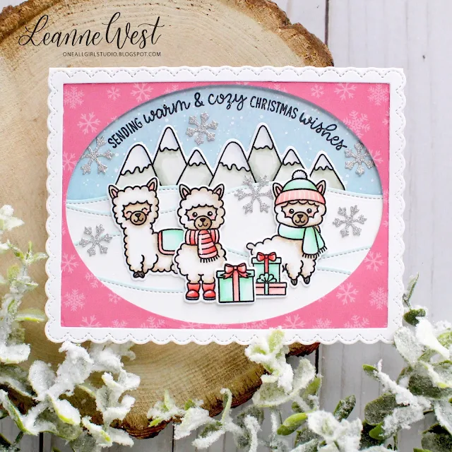 Sunny Studio Stamps: Christmas Trimmings Alpaca Holiday Warm & Cozy Woodland Borders Christmas Cards by Leanne West