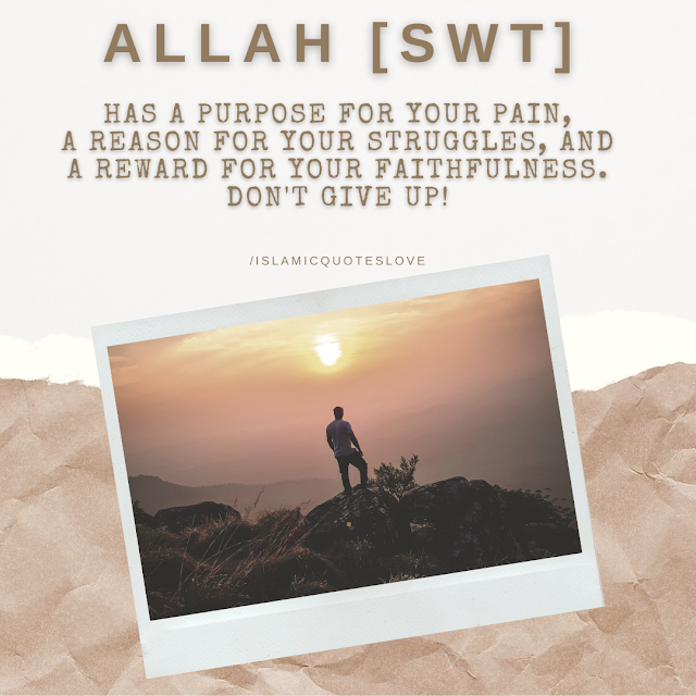 ALLAH [SWT] HAS A PURPOSE FOR YOUR PAIN,  A REASON FOR YOUR STRUGGLES, AND  A REWARD FOR YOUR FAITHFULNESS.  DON'T GIVE UP!