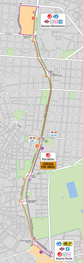 Autobús entre entre Atocha y Nuevos Ministerios por corte de Cercanías del el 24 de julio al  31 de agosto