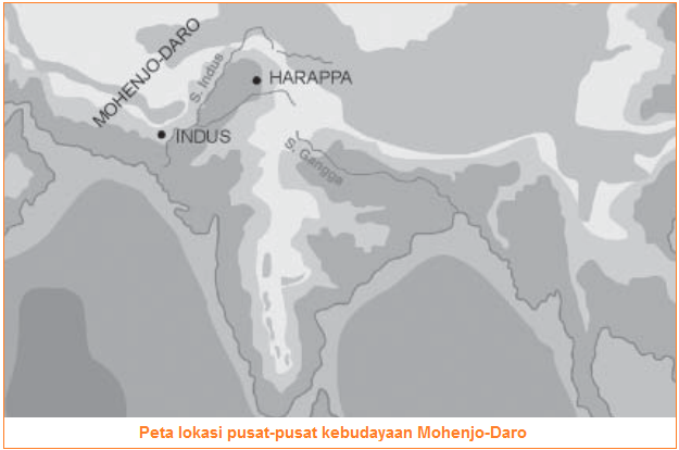 Peta lokasi pusat-pusat kebudayaan Mohenjo-Daro