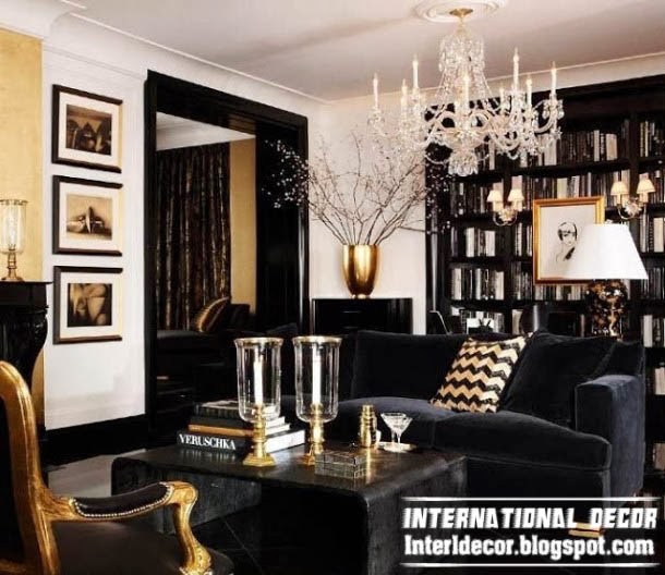 golden and chrome plating art deco style in modern interior