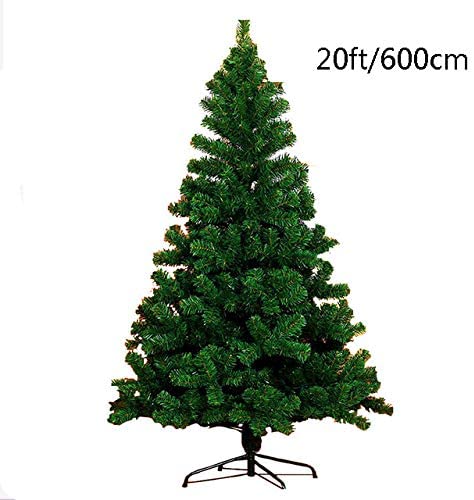 Big Christmas Tree with Metal Stand, 20ft 600cm Tall 8000 Tips Artificial Unlit Fluffy Encryption Premium Xmas Tree-Green 20ft/600cm