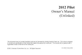 2012 Honda Pilot Owners Manual