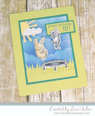 Jumpin' Up to Say Yay card-designed by Lori Tecler/Inking Aloud-stamps and dies from Lawn Fawn