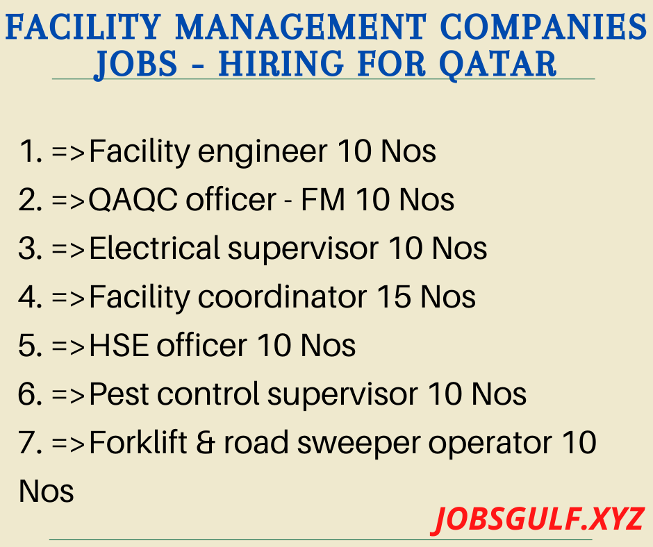 Facility Management Companies jobs - Hiring for Qatar