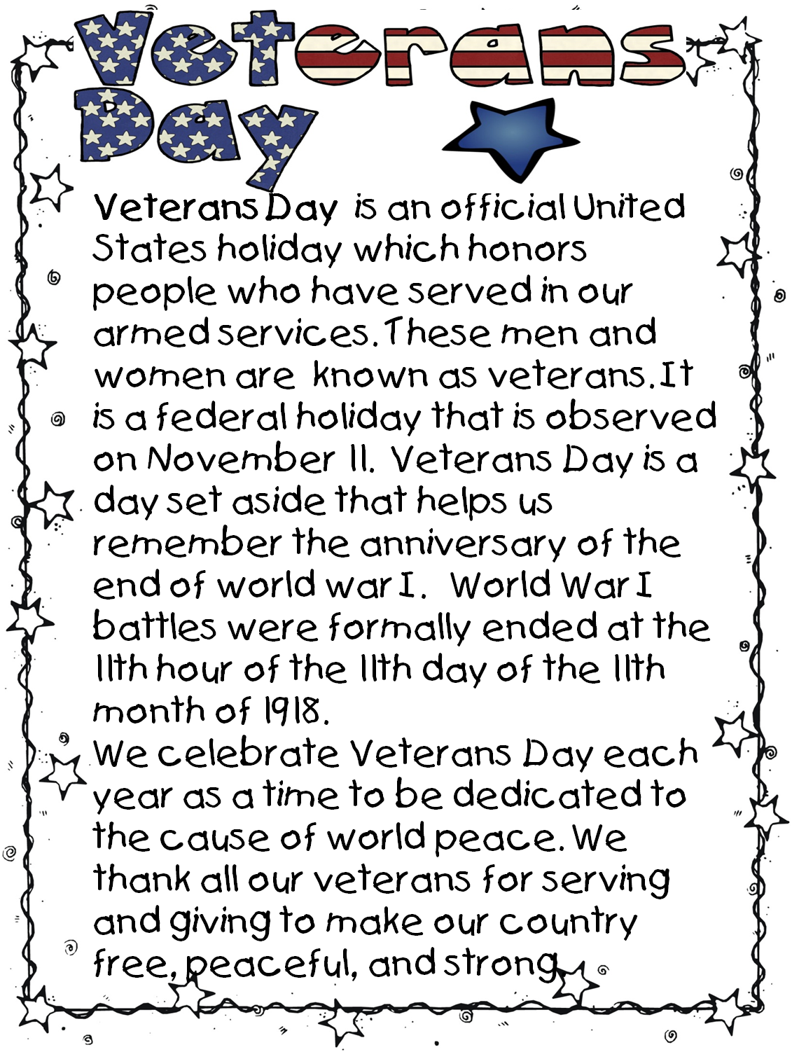 Veterans day poems for kids veterans day printable