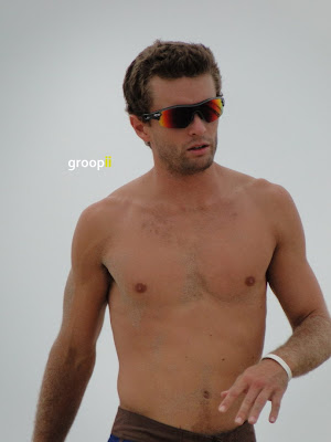 Andy McGuire Shirtless at Hermosa Beach Open in 2011