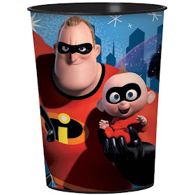 Disney Incredibles 2 party favor-fill this cup with candy and wrap with cellophane